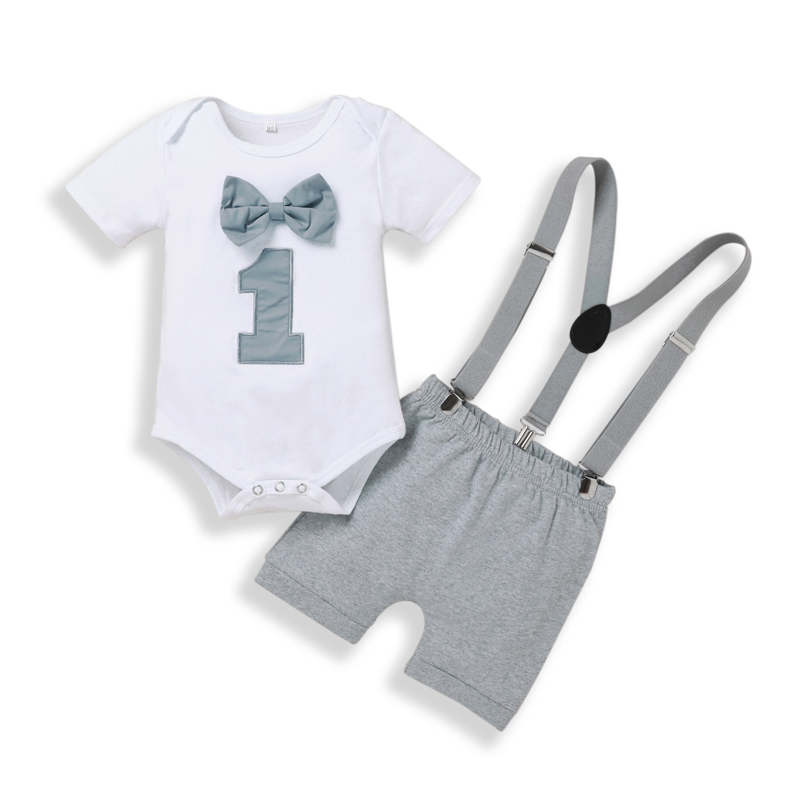 Boys Outfits Size 7 Clearance Baby Boy Bow Tie Romper Bodysuit Funny First Birthday Clothes Outfits Set Boys 2 Piece Outfits Size 8 ,12-18 Months